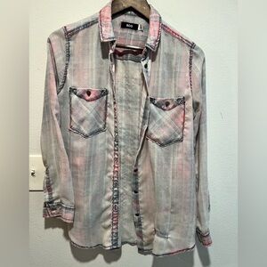 Urban Outfitters women’s washed out multicolor plaid button down, size S